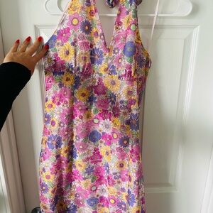 Pink lily halter dress